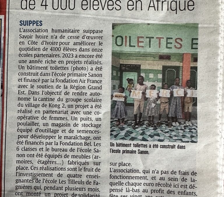 Article dans L’Union sur nos actions de 2023 !